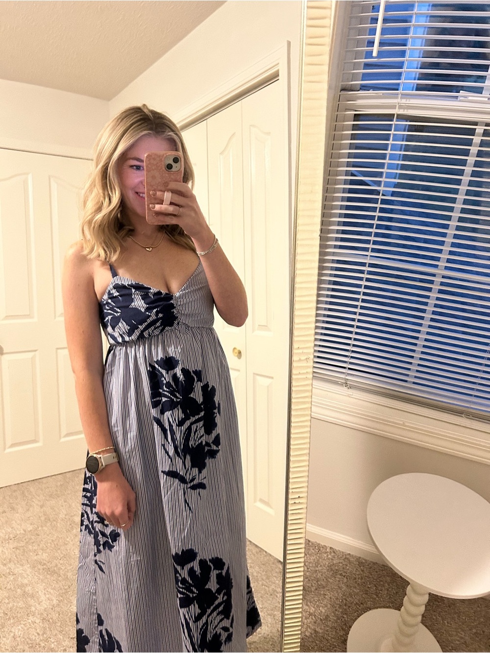 Abercrombie & Fitch Navy Floral Striped Maxi Dress